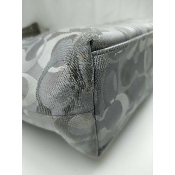 Coach Penelope Signature Gray Canvas Leather Trim Zipper Tote Shoulder Bag - Picture 7 of 13